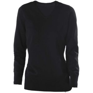 Sweter damski Kariban Col V. Czarne swetry klasyczne KARIBAN, na zimę, bez kołnierzyka. Za 185,00 zł.