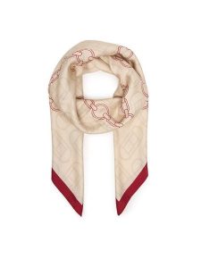 Tommy Hilfiger Szal Chain Silk Large Scarf AW0AW18277 Czerwony. Czerwone rękawiczki TOMMY HILFIGER, bez wzorów, z jedwabiu. Za 369,99 zł.