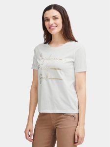 Fransa T-Shirt 20613424 Biały Regular Fit. Białe t-shirty Fransa, xs, bez wzorów, z bawełny, bez kołnierzyka, bez ramiączek. Za 49,99 zł.