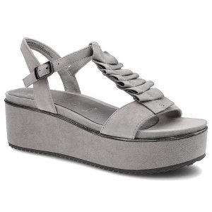 Szare Sandały Tamaris Damskie Buty Na Platformie. Szare sandały Tamaris, bez wzorów, bez obcasa, na koturnie, bez zapięcia. Za 179,00 zł.