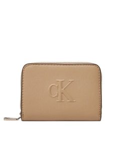 Calvin Klein Jeans Portfel Sculpted Med Zip Around Wallet LV04K1004G Beżowy. Brązowe portfele Calvin Klein Jeans, bez wzorów, z jeansu. Za 129,99 zł.