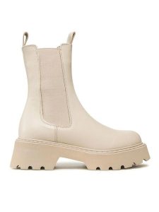 Badura Sztyblety 222FW67 Beżowy. Brązowe botki Badura, bez wzorów, ze skóry, bez obcasa, na płaskiej podeszwie, bez zapięcia. Za 429,99 zł.