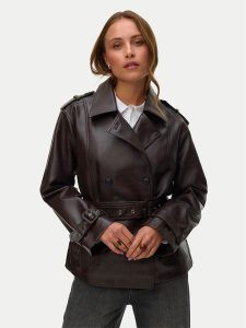 Vero Moda Kurtka z imitacji skóry Gabby 10348783 Brązowy ciemny Regular Fit. Brązowe kurtki Vero Moda, xs, bez wzorów, ze skóry, bez kaptura. Za 319,99 zł.