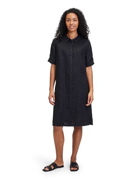 BETTY & CO Lniana sukienka w kolorze czarnym rozmiar: 36. Czarne sukienki Betty & Co, bez wzorów, ze lnu, bez kołnierzyka, bez ramiączek, midi. Za 78,84 zł.