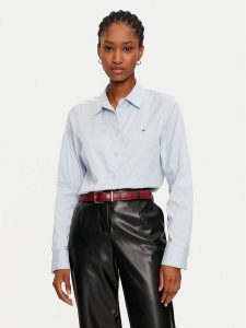 Tommy Hilfiger Koszula WW0WW44084 Błękitny Regular Fit. Niebieskie koszule TOMMY HILFIGER, bez wzorów, z bawełny, bez kołnierzyka, bez ramiączek. Za 219,99 zł.