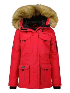 Geographical Norway Parka "Baliverne" w kolorze czerwonym rozmiar: XXL. Czerwone płaszcze Geographical Norway, xxl, z aplikacjami, bez kaptura. Za 260,35 zł.