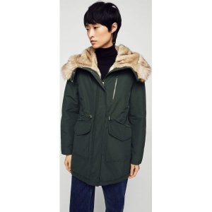 Mango - Parka Paola2. Czarne kurtki marki Mango, l, z bawełny, z kapturem. W wyprzedaży za 299,90 zł.
