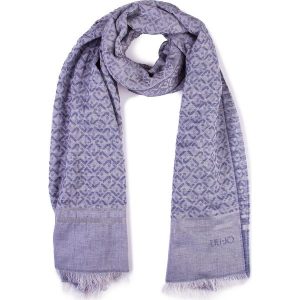 Szal LIU JO - Stola Logo Jacquard N19302 T0300 Denim 00737. Niebieskie szaliki marki Liu Jo, z bawełny. Za 389,00 zł.