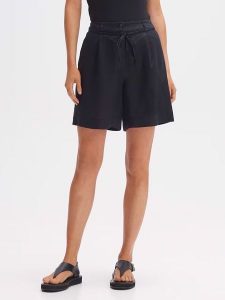 OPUS Lniane szorty w kolorze czarnym rozmiar: 42. Czarne szorty Opus, bez wzorów, ze lnu, z podwyższonym stanem. Za 158,47 zł.