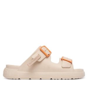 Klapki D.Franklin. Brązowe klapki D.Franklin, bez wzorów, bez obcasa. Za 169,99 zł.