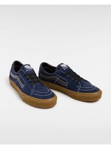 Vans Skórzane sneakersy w kolorze granatowym rozmiar: 40,5. Niebieskie trampki Vans, bez wzorów, bez zapięcia. Za 177,45 zł.