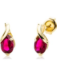 Revoni Złote kolczyki-wkrętki z rubinami rozmiar: onesize. Czerwone kolczyki Revoni, z rubinem, złote. Za 382,99 zł.