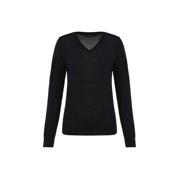 Damski sweter z merynosów z dekoltem v-neck Kariban Premium. Czarne swetry klasyczne KARIBAN, na zimę, z wełny, bez kołnierzyka. Za 297,00 zł.