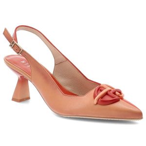 Czerwone Sandały Hispanitas Eleganckie Obuwie Damskie. Czerwone sandały Hispanitas, bez wzorów, ze skóry, ze szpiczastym noskiem, bez obcasa, na obcasie, bez zapięcia. Za 589,00 zł.