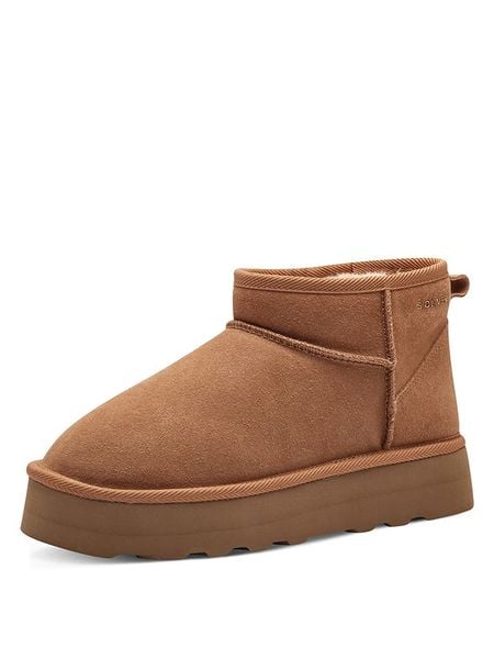 S.Oliver Skórzane botki w kolorze jasnobrązowym rozmiar: 38. Brązowe botki s.Oliver, bez wzorów, bez obcasa, na platformie, bez zapięcia. Za 257,92 zł.