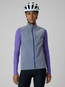 4F Bezrękawnik kolarski damski - szary M. Szare kamizelki 4f, m, bez wzorów, z materiału, bez kołnierzyka, bez ramiączek, bez kaptura. Za 249,99 zł.