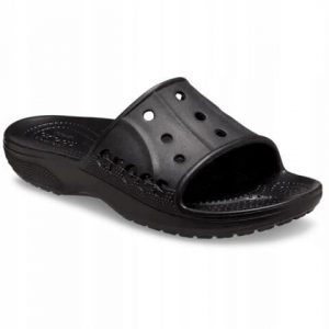 Klapki Dla Dorosłych Crocs Baya II Slide. Czarne klapki Crocs, bez wzorów, z materiału, bez obcasa. Za 99,99 zł.