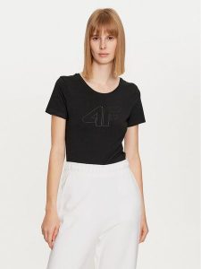 4F T-Shirt 4FWMM00TTSHF1846 Czarny Slim Fit. Czarne t-shirty 4f, xl, bez wzorów, z bawełny, bez kołnierzyka, bez ramiączek. Za 39,99 zł.