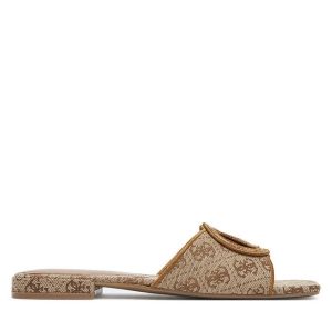 Klapki Guess. Brązowe klapki Guess, z aplikacjami, bez obcasa. Za 299,99 zł.