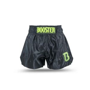 Szorty do boksu tajskiego Booster Fight Gear TBT Core 1. Czarne szorty BOOSTER FIGHT GEAR, bez wzorów, sportowe. Za 260,50 zł.
