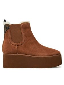 Guess Botki Jilaine2 FLFJL2 LEA10 Brązowy. Brązowe botki Guess, z aplikacjami, ze skóry, bez obcasa, na koturnie, bez zapięcia. Za 549,99 zł.