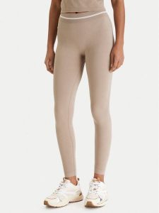 Guess Legginsy V6RB05 Z4692 Beżowy Slim Fit. Brązowe legginsy Guess, z aplikacjami, z syntetyku. Za 269,99 zł.