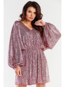 Awama Sukienka w kolorze jasnoróżowym rozmiar: onesize. Różowe sukienki Awama, bez wzorów, bez kołnierzyka, bez ramiączek, mini. Za 279,99 zł.
