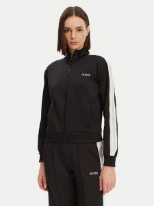 Guess Bluza V5GQ18 KCRU2 Czarny Regular Fit. Czarne bluzy Guess, s, z aplikacjami, z syntetyku, bez kaptura. Za 239,99 zł.