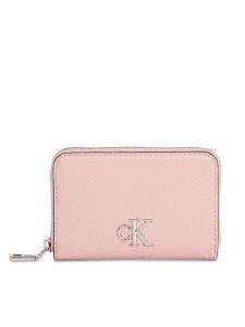 Calvin Klein Jeans Portfel Minimal Monogram M Zip Around T K60K611970 Różowy. Czerwone portfele Calvin Klein Jeans, bez wzorów, z jeansu. Za 229,99 zł.