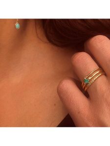 OR Carats Złoty pierścionek z diamentem i kamieniem szlachetnym rozmiar: 50. Zielone pierścionki OR Carats, z diamentem, złote. Za 500,99 zł.