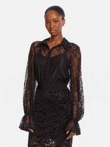 KAOS Koszula Camicie RI1TZ004 0001 Czarny Regular Fit. Czarne koszule KAOS, bez wzorów, z syntetyku, bez kołnierzyka, bez ramiączek. Za 449,99 zł.