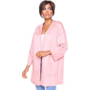 Kardigan w kolorze jasnoróżowym. Długie swetry marki Saint Germain Paris. W wyprzedaży za 148,95 zł.