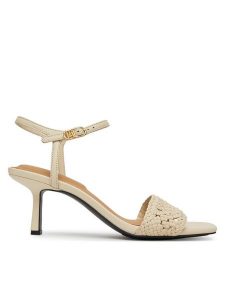 Tommy Hilfiger Sandały Crochet Lthr Kitten Sandal FW0FW08587 Beżowy. Brązowe sandały TOMMY HILFIGER, bez wzorów, ze skóry, bez obcasa, na szpilce, bez zapięcia. Za 349,99 zł.