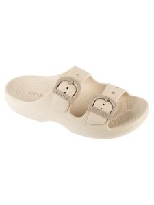 Crocs Klapki Saturday Enamel 212867 Beżowy. Brązowe klapki Crocs, bez wzorów, z tworzywa sztucznego, bez obcasa. Za 169,99 zł.
