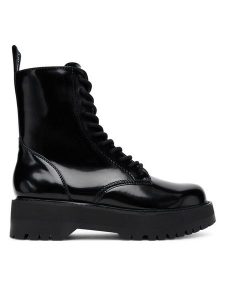 DKNY Trzewiki Batu K3511773 Czarny. Czarne botki DKNY, bez wzorów, ze skóry, bez obcasa, na płaskiej podeszwie, bez zapięcia. Za 579,99 zł.