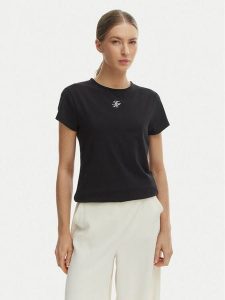 Tommy Hilfiger T-Shirt WW0WW48710 Czarny Slim Fit. Czarne t-shirty TOMMY HILFIGER, m, bez wzorów, z bawełny, bez kołnierzyka, bez ramiączek. Za 169,99 zł.