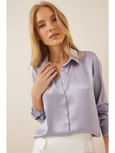 Happiness Istanbul Bluzka w kolorze lawendowym rozmiar: 36. Różowe bluzki Happiness Istanbul, bez wzorów, z satyny, bez kołnierzyka, bez ramiączek. Za 72,45 zł.