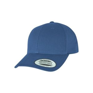 Czapka typu snapback Flexfit Classic. Niebieskie czapki FLEXFIT, bez wzorów, z bawełny. Za 129,50 zł.