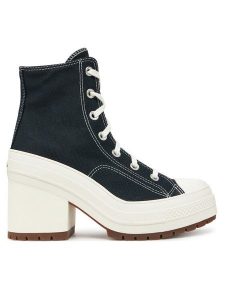 Converse Botki Chuck 70 De Luxe Heel A05347C Czarny. Czarne botki Converse, bez wzorów, z materiału, bez obcasa, na słupku, bez zapięcia. Za 519,99 zł.