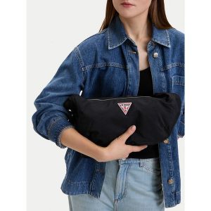 Torebka Guess Jeans. Czarne torebki klasyczne Guess Jeans, z aplikacjami, z jeansu, bez dodatków. Za 169,99 zł.