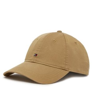 Czapka z daszkiem Tommy Hilfiger. Brązowe czapki TOMMY HILFIGER, bez wzorów. Za 119,99 zł.