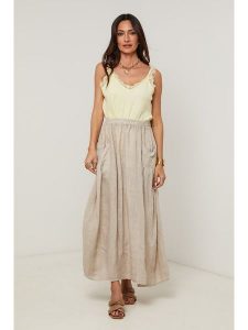 Le Monde du Lin Lniana spódnica w kolorze beżowym rozmiar: 34/36. Brązowe spódnice Le Monde du Lin, bez wzorów, ze lnu, maxi. Za 152,99 zł.