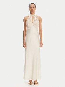 TWINSET Sukienka wieczorowa 251TT2080 Écru Slim Fit. Sukienki Twinset, bez wzorów, z wiskozy, wizytowe, bez kołnierzyka, bez ramiączek. Za 629,99 zł.