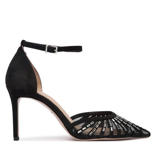 Szpilki Tamaris. Czarne szpilki Tamaris, bez wzorów, bez obcasa. Za 369,99 zł.