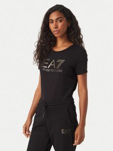 EA7 Emporio Armani T-Shirt 7W001443 AF10373 MC004 Czarny Slim Fit. Czarne t-shirty EA7 Emporio Armani, xxl, bez wzorów, z bawełny, bez kołnierzyka, bez ramiączek. Za 284,99 zł.