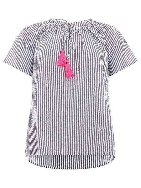 Zwillingsherz Bluzka w kolorze granatowo-biało-różowym rozmiar: S/M. Białe bluzki Zwillingsherz, m, bez wzorów, z bawełny, bez kołnierzyka, bez ramiączek. Za 65,54 zł.