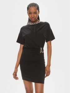 Patrizia Pepe Sukienka codzienna 2A2760/J206-K103 Czarny Regular Fit. Czarne kombinezony Patrizia Pepe, na co dzień, bez wzorów, z lyocellu, bez kołnierzyka, bez ramiączek, proste. Za 699,00 zł.