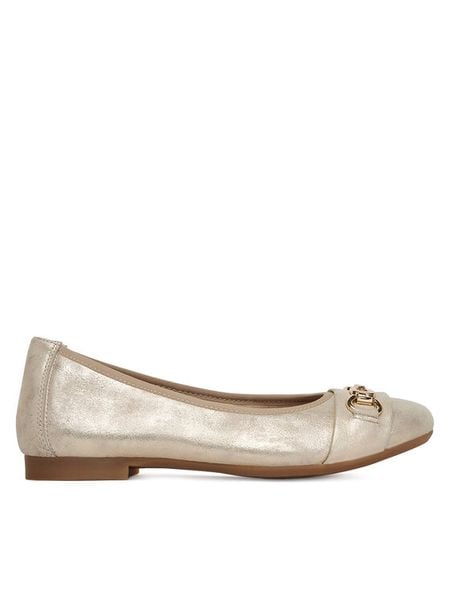 Remonte Baleriny D0K10-90 Złoty. Żółte balerinki Remonte, bez wzorów, z nubiku, bez obcasa, bez zapięcia. Za 221,99 zł.