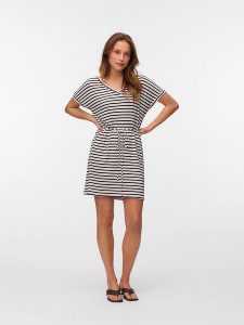 Vero Moda Sukienka w kolorze kremowo-granatowym rozmiar: XL. Brązowe sukienki Vero Moda, na co dzień, xl, bez wzorów, bez kołnierzyka, bez ramiączek, mini, proste. Za 109,95 zł.