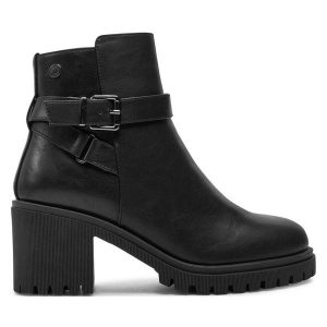Botki Refresh. Czarne botki Refresh, bez wzorów, bez obcasa, na słupku, bez zapięcia. Za 299,99 zł.